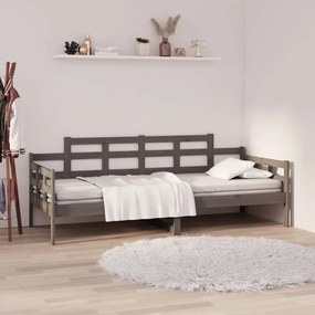 820329 vidaXL Pat de zi, gri, 90x200 cm, lemn masiv de pin