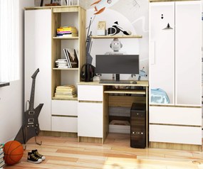 Masă PC Bhaskar (Stejar artisan + Alb) (S). 1070876