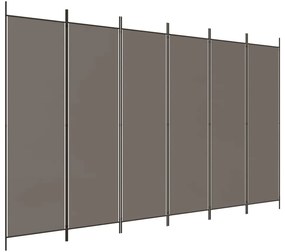 350192 vidaXL Paravan de cameră cu 6 panouri, antracit, 300x200 cm, textil