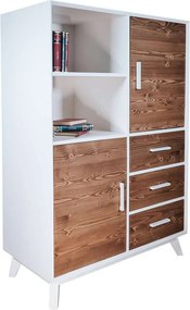 Dulăpior lemn masiv alb Timeless 3 Sertare 2 Uși + Nișă, 100 × 45 × 150 cm