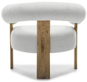 Fotoliu design alb KOKEI, stejar