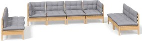 vidaXL Set mobilier de grădină cu perne gri, 8 piese, lemn masiv pin