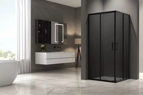 Cabina de dus dreptunghiulara Inter Ceramic cu usa glisanta 90x90 cm negru mat - fumuriu