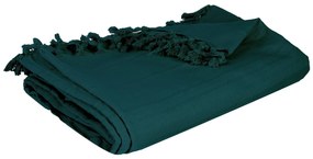 Cuvertura de pat cu franjuri PEACOCK, 160 x 220 cm, verde