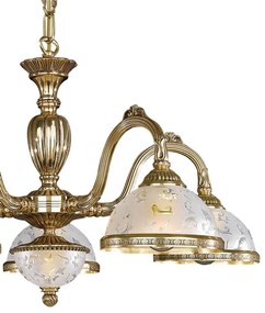 Lustra design clasic cu 5 brate din alama si sticla 6202
