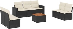 vidaXL Set mobilier de grădină cu perne, 8 piese, negru, poliratan