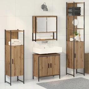 vidaXL Set de mobilier pentru baie 4 piese Lemn de stejar artizanal