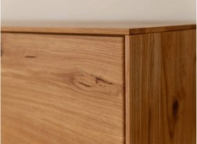 Comodă TV lemn masiv Aurora cu Vitrină Iluminată Stejar, 165 × 37 × 60 cm