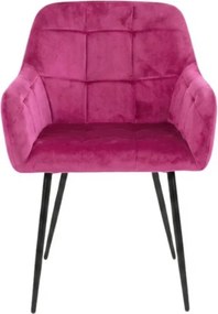 Scaun de masa roz inchis LOREN VELVET cu picioare negre