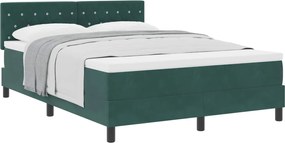 vidaXL Pat cu arcuri cu saltea Verde închis 140 x 190 cm Catifea