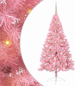 vidaXL Pom de Crăciun artificial pre-iluminat Roz 180 cm PVC