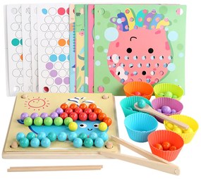 Puzzle cu bile, jucărie din lemn Montessori