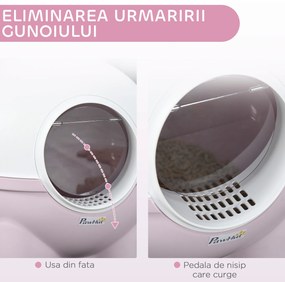 PawHut Litieră cu Capac pentru Pisici, Litiera pentru Pisici Mare cu Capac, Lopatica, Pedala pentru Nisipul care Cade, Maner Superior, Verde Deschis | Aosom Romania