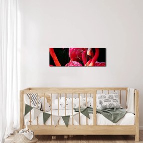 Tablou cu flamengo roșii (cu ceas) (90x30 cm)