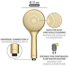 Cap de duș economic auriu mat din plastic ø 11 cm Watersaving System – Wenko