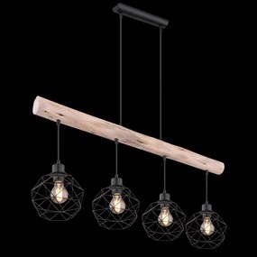 Lustra cu 4 pendule design modern Theodor lemn 15416-4 GL