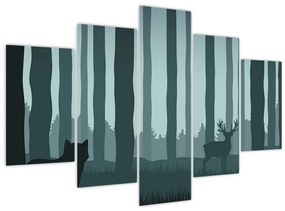 Tablou - Cerb cu lup pe stânci (150x105 cm)