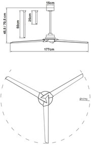 Lustra LED, Ventilator cu telecomanda, IP44, BRISA alb MA-8724