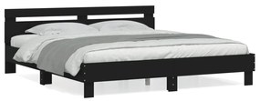 3207393 vidaXL Cadru de pat cu tăblie 200x200 cm, negru, lemn prelucrat