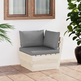 3063349 vidaXL Canapea de grădină din paleți, colțar, cu perne, lemn molid