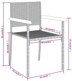 Set mobilier de gradina, 7 piese, negru Lungime masa 200 cm, 7