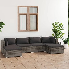 3101805 vidaXL Set mobilier de grădină cu perne, 6 piese, gri, poliratan