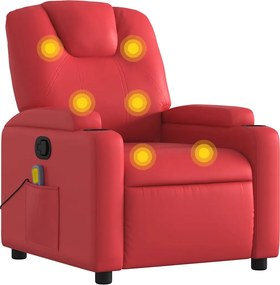 vidaXL Fotoliu de masaj rabatabil, roșu, piele ecologică