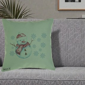 Perna Decorativa Om de Zapada Rosu cu Fulgi, 40x40 cm, Verde, Husa Detasabila, Perna Inclusa, BEKZ®