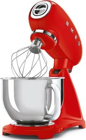 Mixer planetar SMEG SMF03RDEU, 800 W, 4,8 l, 10 viteze, Functie de pornire treptata, Rosu