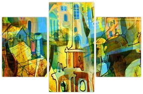 Tablou - Arhitectură, abstractizare cubistă (90x60 cm)