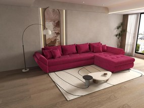 Colțar extensibil dumonde cu ladă de depozitare si sezut confortabil din spuma high-density, Loana XL Zoom Rosu II 335x185 cm