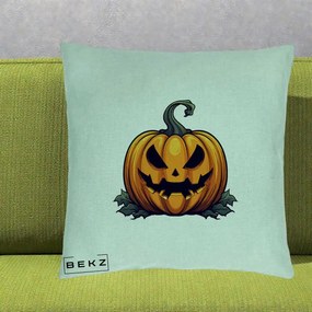 Perna Decorativa Halloween Jack-o'-Lantern Infricosator, 40x40 cm, Verde Menta, Husa Detasabila, Perna Inclusa, BEKZ®