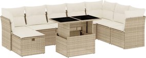 vidaXL Set canapele de grădină, 9 piese, cu perne, bej, poliratan