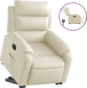 vidaXL Fotoliu rabatabil electric cu ridicare, crem, piele ecologică