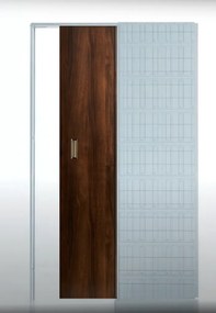 Usa glisanta HDF incastrata in perete - Colectia Basic 700 x 2000, 715 x 2020, Folie Decor, 1600 x 2100, Set maner + broasca cu cioc, Nuc