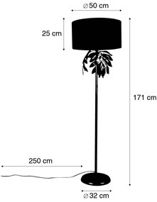 Lampă de podea vintage aur antic cu abajur verde - Linden