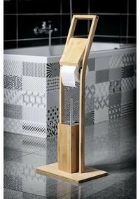 Suport WC AQUALINE BI026 de bambus cu suport pentru hârtie igienică și perie, pătrat
