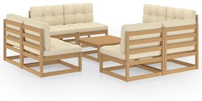 3076327 vidaXL Set mobilier de grădină cu perne, 9 piese, lemn masiv de pin