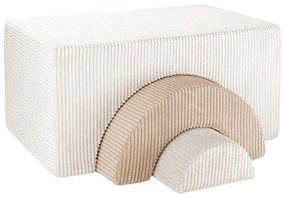 Teren de joacă din spumă crem 3 buc. din catifea reiată înălțime 37 cm 75x49 cm Rainbow Montessori – Wigiwama