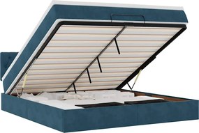 vidaXL Cadru de pat otoman cu saltea Albastru închis 160x200cm catifea