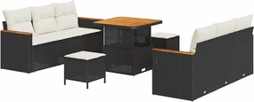 vidaXL Set de canapele pentru grădină 9 pcs Negru poliratan