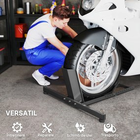 HOMCOM Suport Blocator Roată Moto cu Suport Reglabil, Capacitate de 816,5 kg,  Ø34-84 cm, Negru | Aosom Romania