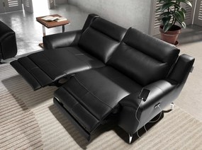Canapea 2 locuri eleganta, design LUX cu functia relax Cowhide black