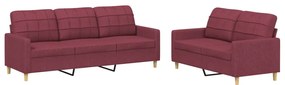 3201312 vidaXL Set canapea cu perne, 2 piese, roșu vin, material textil