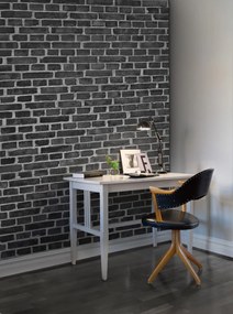 Fototapet, Brick Wall, Black, Rebel Walls