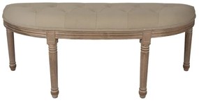 Bancheta shabby chic 2 locuri, semirotund, bej, stofa, 125x41x48 cm