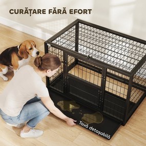 PawHut Cușcă pentru Câini Robusta, 94x60x64 cm, cu Tavă Detașabilă. | Aosom Romania