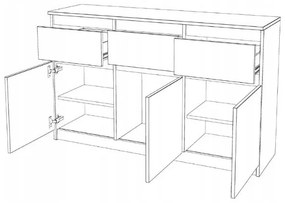 Comoda WASHINGTON 3S3F - Alb 120 cm - Practic si Modern