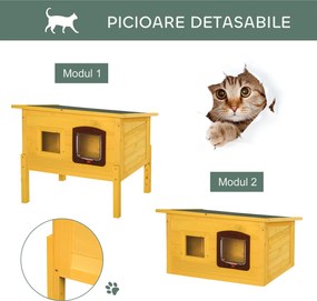 PawHut Cușcă pentru Animale Domestice din Lemn de Brad, 70x51.5x60cm | Aosom Romania