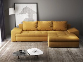 Colțar extensibil dumonde cu ladă de depozitare si sezut confortabil din spuma high-density, Leonardo Zoom Mustar 260x185 cm II